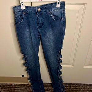 American Quality Denim jeans with cut outs on the sides with bows size s